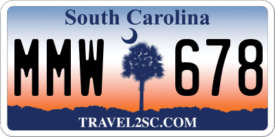 SC license plate MMW678