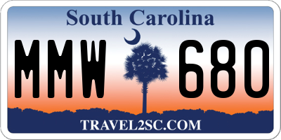 SC license plate MMW680
