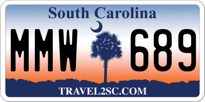 SC license plate MMW689