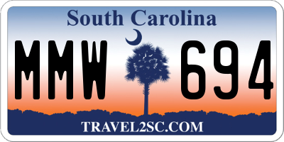 SC license plate MMW694