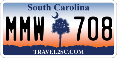 SC license plate MMW708