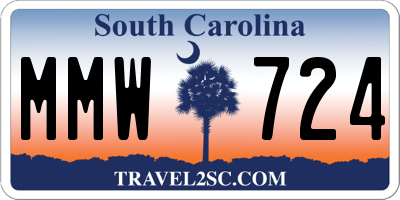 SC license plate MMW724