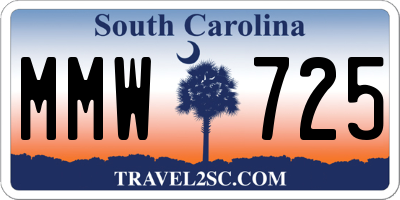SC license plate MMW725