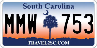 SC license plate MMW753