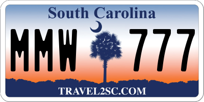 SC license plate MMW777