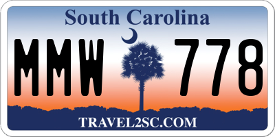 SC license plate MMW778