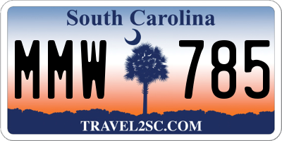 SC license plate MMW785