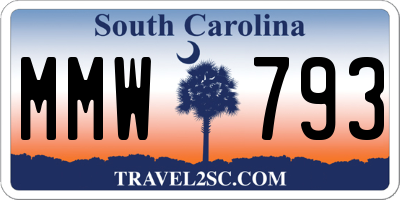 SC license plate MMW793