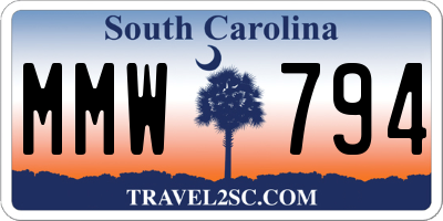 SC license plate MMW794