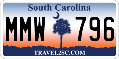 SC license plate MMW796