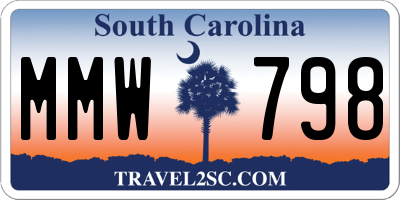 SC license plate MMW798