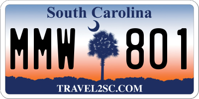 SC license plate MMW801