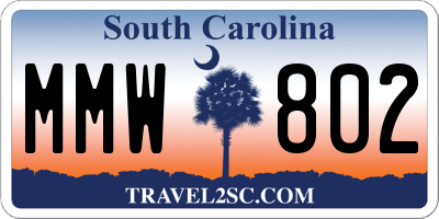 SC license plate MMW802