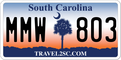 SC license plate MMW803