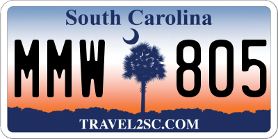 SC license plate MMW805