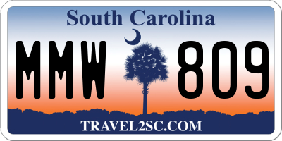 SC license plate MMW809