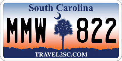 SC license plate MMW822