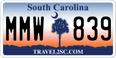 SC license plate MMW839
