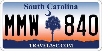 SC license plate MMW840