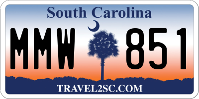 SC license plate MMW851