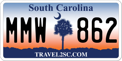 SC license plate MMW862