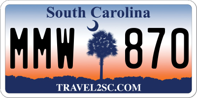 SC license plate MMW870