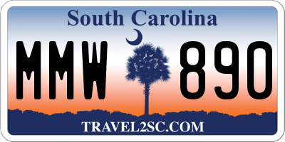 SC license plate MMW890