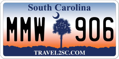 SC license plate MMW906