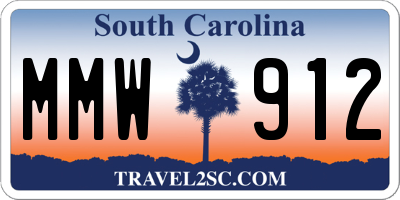 SC license plate MMW912