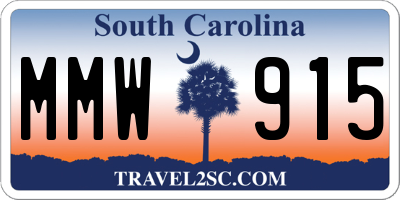 SC license plate MMW915