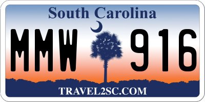 SC license plate MMW916