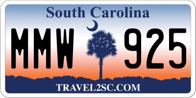SC license plate MMW925