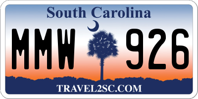 SC license plate MMW926