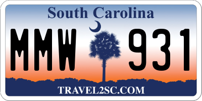 SC license plate MMW931