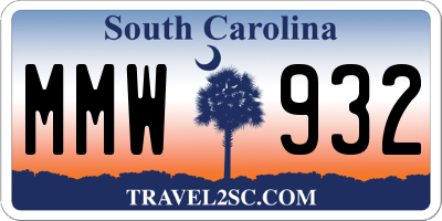 SC license plate MMW932