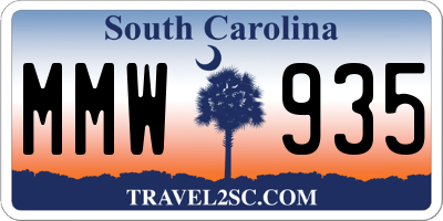 SC license plate MMW935