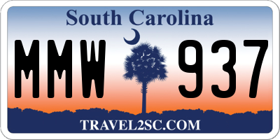 SC license plate MMW937