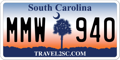 SC license plate MMW940