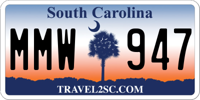 SC license plate MMW947