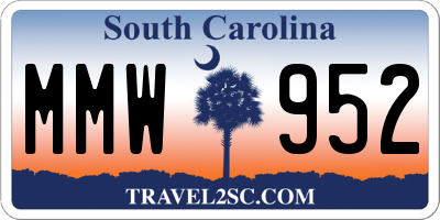 SC license plate MMW952