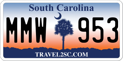 SC license plate MMW953