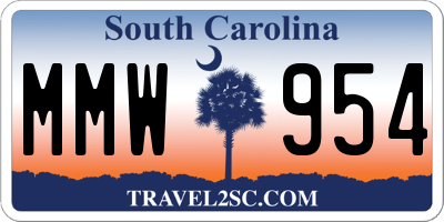 SC license plate MMW954