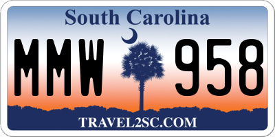 SC license plate MMW958