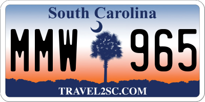 SC license plate MMW965