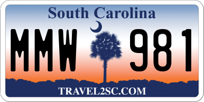 SC license plate MMW981