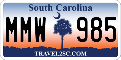 SC license plate MMW985