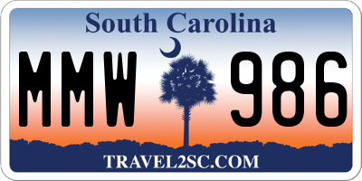 SC license plate MMW986
