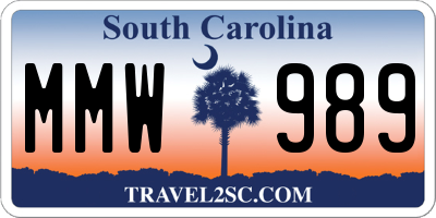 SC license plate MMW989