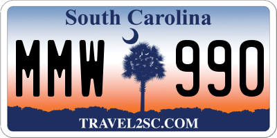 SC license plate MMW990