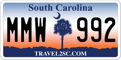 SC license plate MMW992